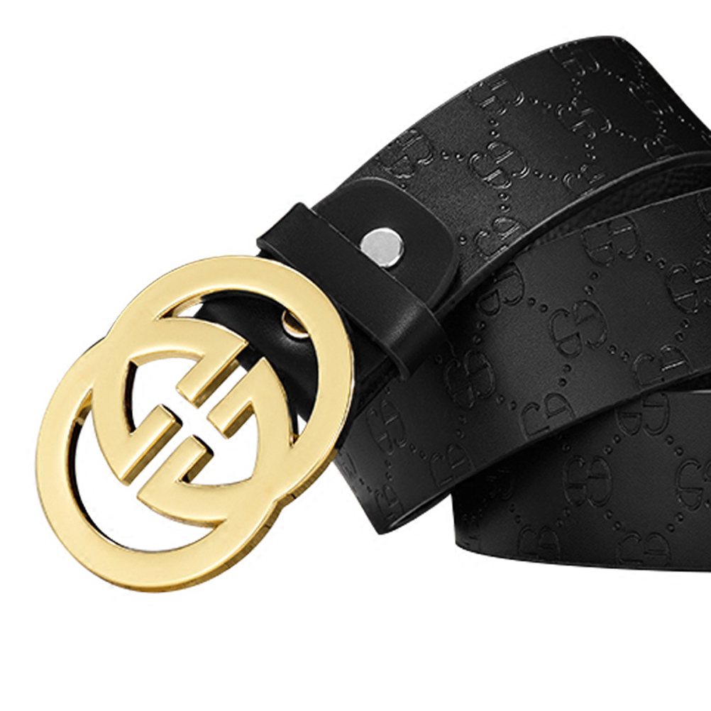 Black Gucci GG Gold Buckle Belt for Men zavael.com